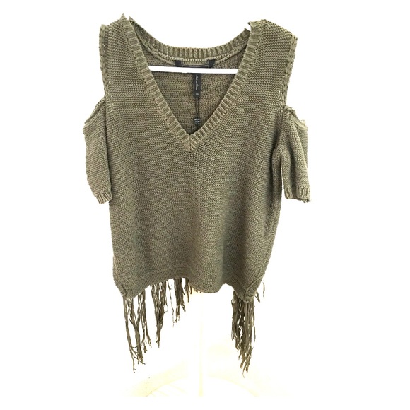 BCBG Tops - BCBG Dark Olive XS Fringe Top
